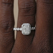 1.04 - 2.1 CT Radiant Cut Halo Moissanite Engagement Ring - Barbara Maison 