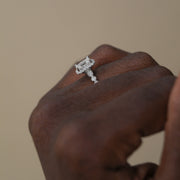 1.04 - 2.1 CT Radiant Cut Halo Moissanite Engagement Ring - Barbara Maison 