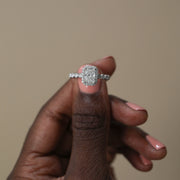 1.04 - 2.1 CT Radiant Cut Halo Moissanite Engagement Ring - Barbara Maison 