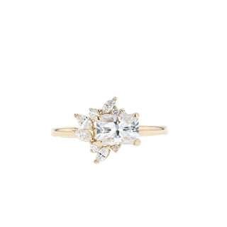 1.04 - 1.67 CT Radiant Cust Cluster Moissanite Engagement Ring - Barbara Maison 