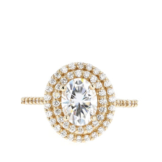 1.33 CT Oval Cut Double Halo Moissanite Engagement Ring - Barbara Maison 