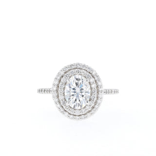 1.33 CT Oval Cut Double Halo Moissanite Engagement Ring - Barbara Maison 