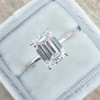 3.17 CT Emerald Cut Solitaire Style Moissanite Engagement Ring - Barbara Maison 