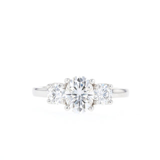 1.33 CT Oval Cut Three Stone Moissanite Engagement Ring - Barbara Maison 