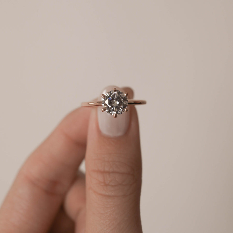 1 - 2.0 CT Round Cut Solitaire Moissanite Engagement Ring - Barbara Maison 