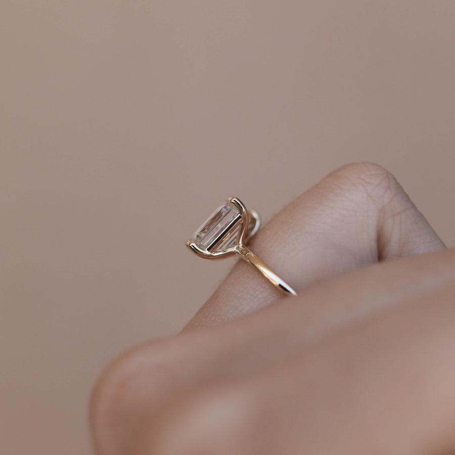 2.3 CT Emerald Cluster Style Moissanite Engagement Ring - Barbara Maison 