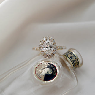 1.91 CT Oval Halo Style Moissanite Engagement Ring - Barbara Maison 