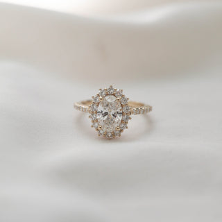 1.91 CT Oval Halo Style Moissanite Engagement Ring - Barbara Maison 