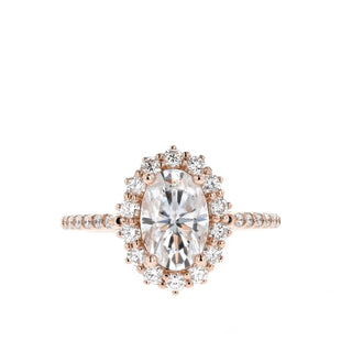 1.91 CT Oval Halo Style Moissanite Engagement Ring - Barbara Maison 