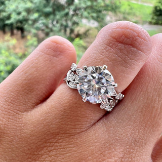 4.11 CT Round Cut Pave Moissanite Engagement Ring - Barbara Maison 