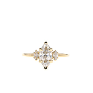 1.0 CT Marquise Three Stone Moissanite Engagement Ring - Barbara Maison 