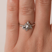 0.84 CT Oval Cut Cluster Moissanite Engagement Ring - Barbara Maison 