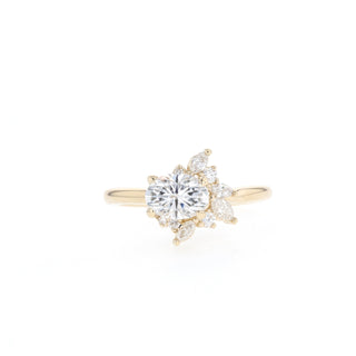 0.84 CT Oval Cut Cluster Moissanite Engagement Ring - Barbara Maison 