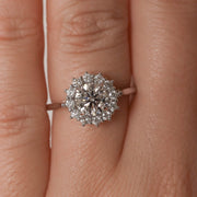 0.88 CT Round Cut Halo Moissanite Engagement Ring - Barbara Maison 