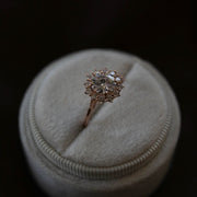 0.88 CT Round Cut Halo Moissanite Engagement Ring - Barbara Maison 