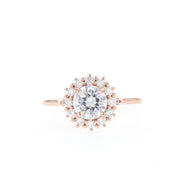 0.88 CT Round Cut Halo Moissanite Engagement Ring - Barbara Maison 
