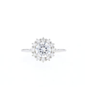 0.88 CT Round Cut Halo Moissanite Engagement Ring - Barbara Maison 