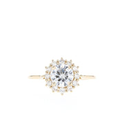 0.88 CT Round Cut Halo Moissanite Engagement Ring - Barbara Maison 