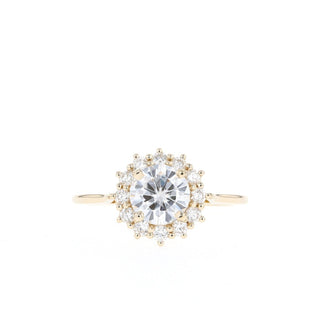 0.88 CT Round Cut Halo Moissanite Engagement Ring - Barbara Maison 