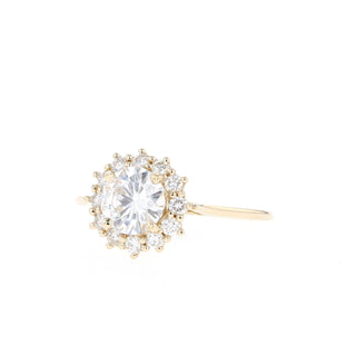 0.88 CT Round Cut Halo Moissanite Engagement Ring - Barbara Maison 