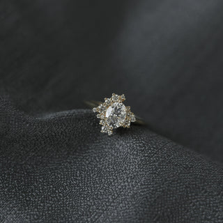 0.84 CT Oval Cut Cluster Moissanite Engagement Ring - Barbara Maison 