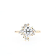 0.84 CT Oval Cut Cluster Moissanite Engagement Ring - Barbara Maison 