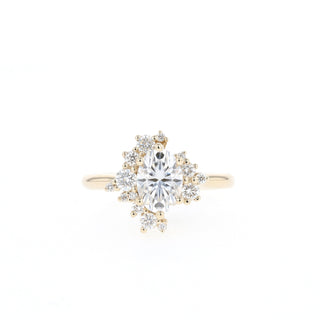 0.84 CT Oval Cut Cluster Moissanite Engagement Ring - Barbara Maison 