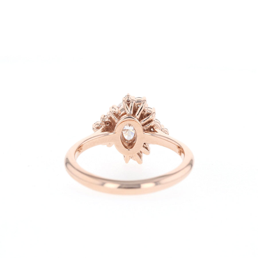 0.84 CT Oval Cut Cluster Moissanite Engagement Ring - Barbara Maison 