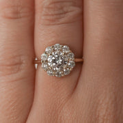 0.88 CT Round Cut Halo Moissanite Engagement Ring - Barbara Maison 