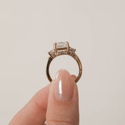 2.03 CT Asscher Cut Three Stone Moissanite Engagement Ring - Barbara Maison 