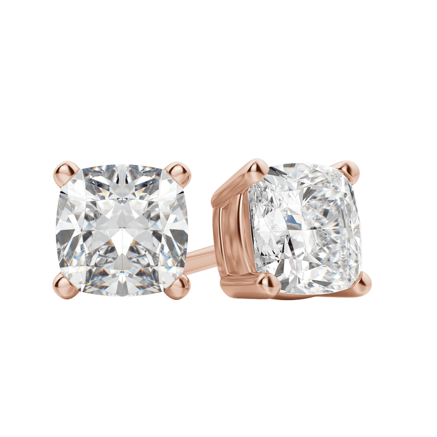 0.50 CT-2.0 CT Cushion Solitaire CVD F/VS Diamond Earrings - Barbara Maison 