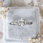 1.0 CT Cushion Three Stone CVD E/VS1 Diamond Engagement Ring - Barbara Maison 