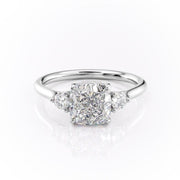 2.15 CT Cushion Cut Three Stones Moissanite Engagement Ring - Barbara Maison 