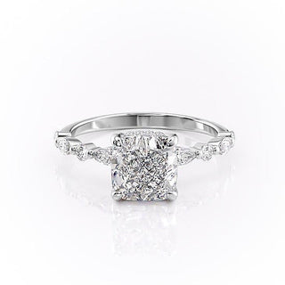 2.15 CT Cushion Cut Dainty Pave Moissanite Engagement Ring - Barbara Maison 