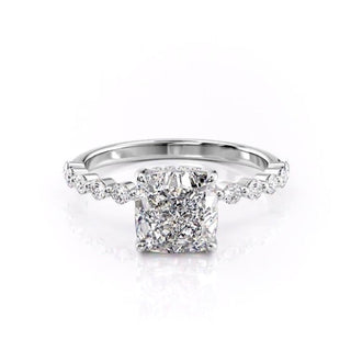 2.15 CT Cushion Cut Hidden Halo & Pave Moissanite Engagement Ring - Barbara Maison 