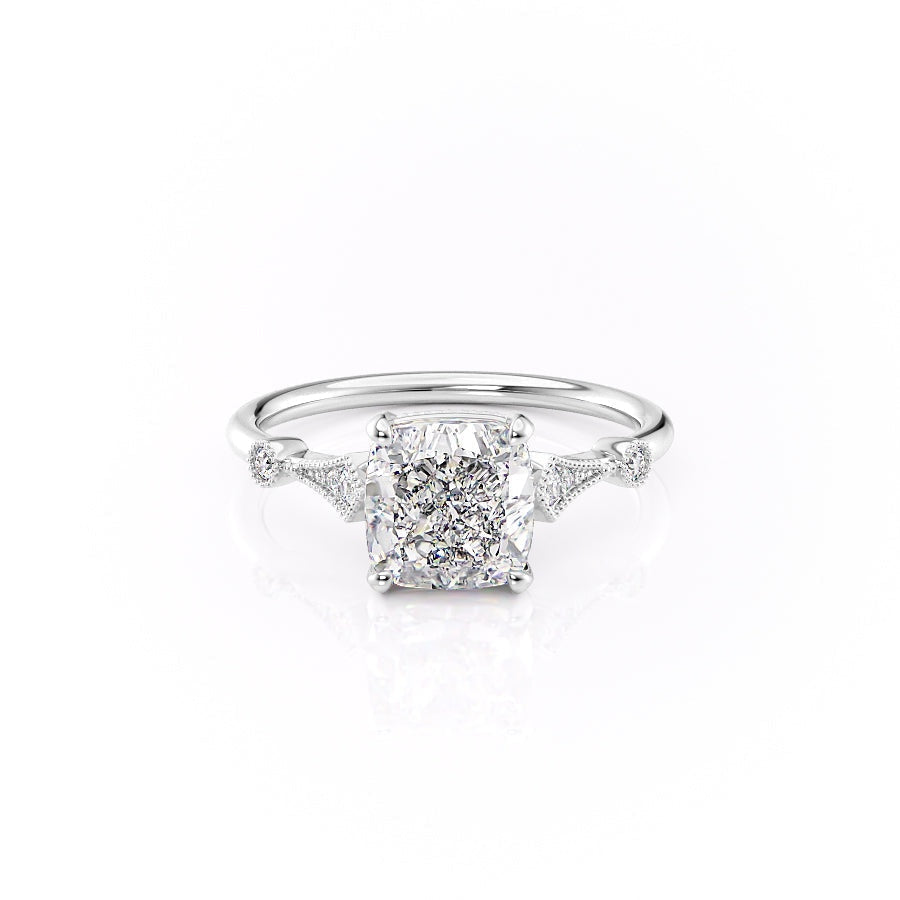 2.15 CT Cushion Cut Milgrain Vintage Style Engagement Ring - Barbara Maison 