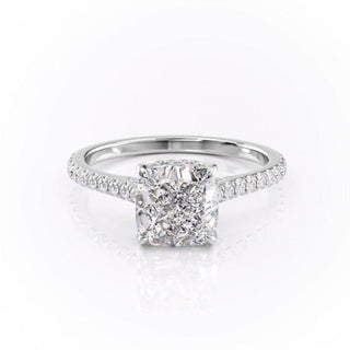 2.15 CT Cushion Cut Pave Setting Moissanite Engagement Ring - Barbara Maison 