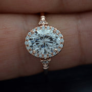 1.91 CT Oval Cut Halo Pave Setting Moissanite Engagement Ring - Barbara Maison 