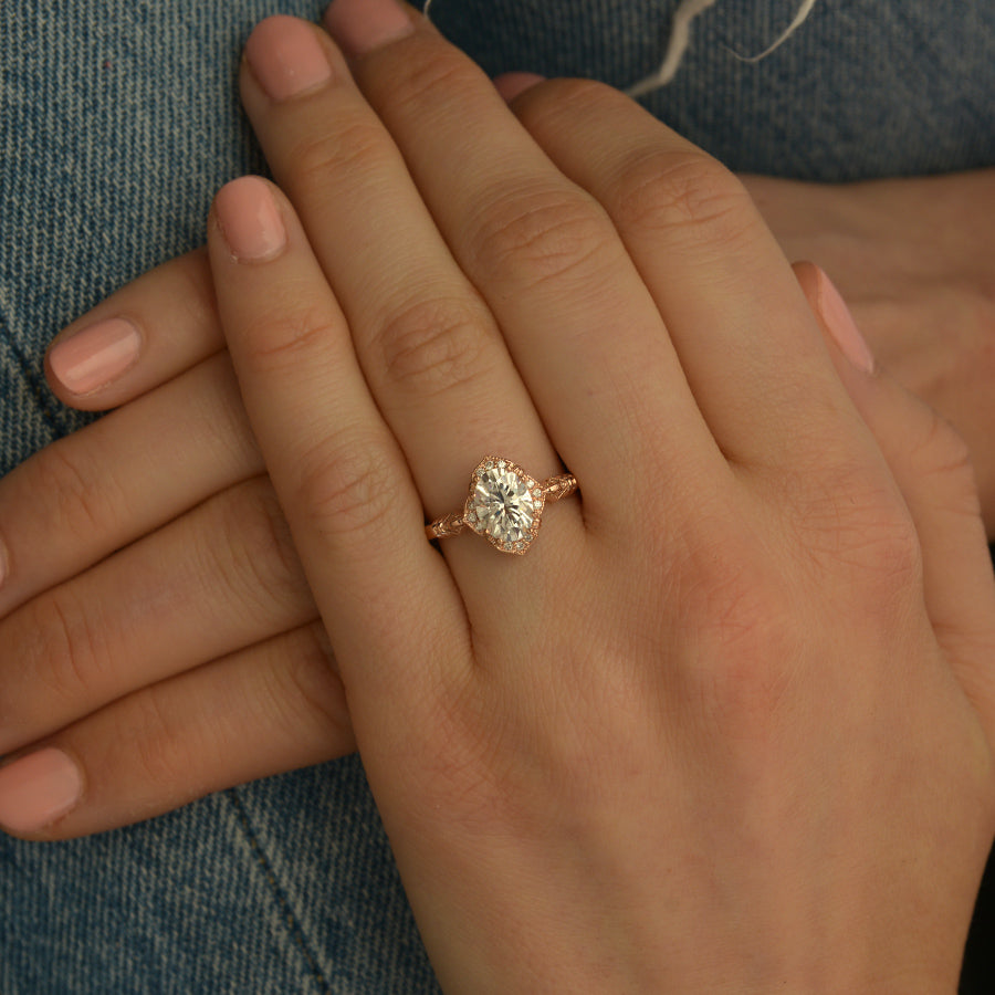 1.33 CT Oval Cut Vintage Moissanite Engagement Ring - Barbara Maison 