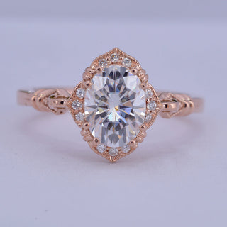 1.33 CT Oval Cut Vintage Moissanite Engagement Ring - Barbara Maison 