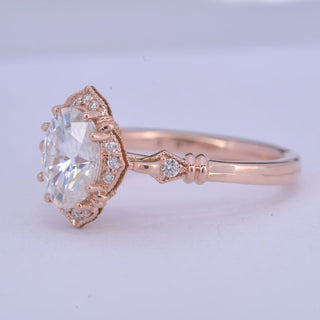 1.33 CT Oval Cut Vintage Moissanite Engagement Ring - Barbara Maison 