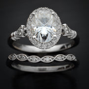 1.91 CT Oval Cut Halo Pave Setting Moissanite Engagement Ring - Barbara Maison 