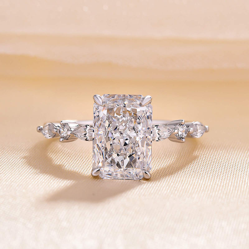 3.50 CT Radiant Solitaire CVD F/VS1 Diamond Engagement Ring - Barbara Maison 