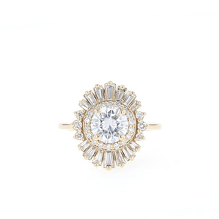 1.0 CT Round Cut Cluster Double Halo Moissanite Engagement Ring - Barbara Maison 