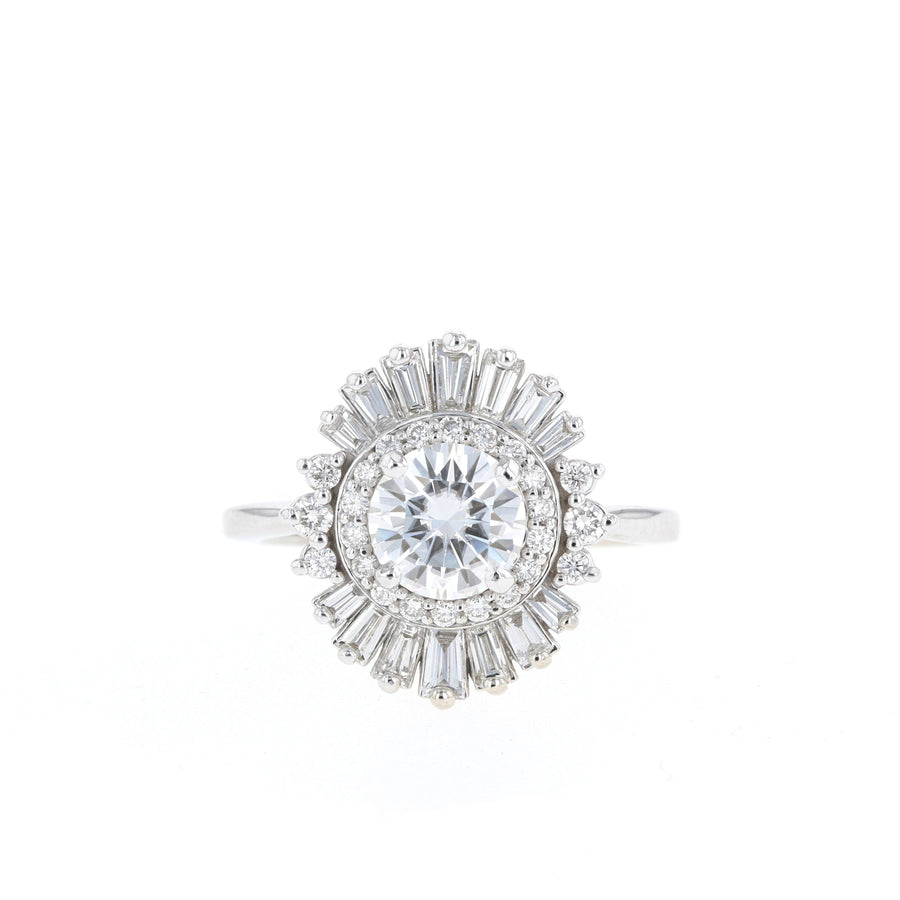 0.88 CT Round Cut Ballerina Moissanite Engagement Ring - Barbara Maison 
