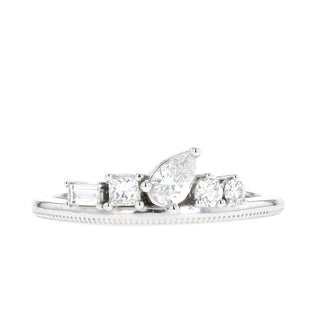 0.38 TCW Pear, Baguette, Square and Round Cluster Moissanite Wedding Band - Barbara Maison 