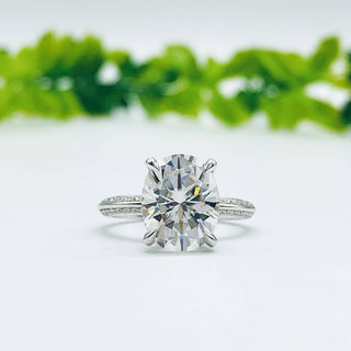 5.18 CT Oval Cut Hidden Halo Moissanite Engagement Ring - Barbara Maison 