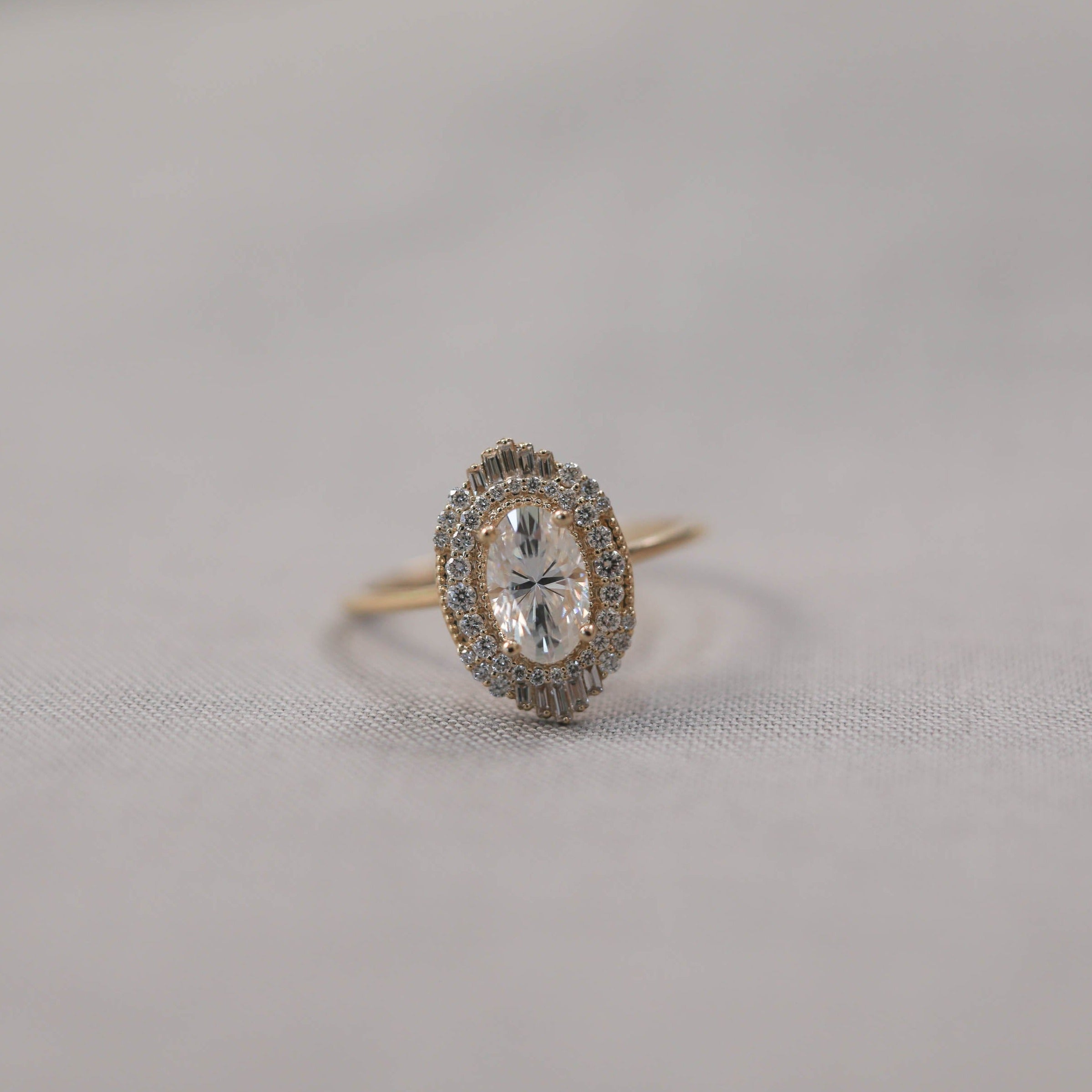 1.33 CT Oval Cut Art Deco Moissanite Engagement Ring - Barbara Maison 