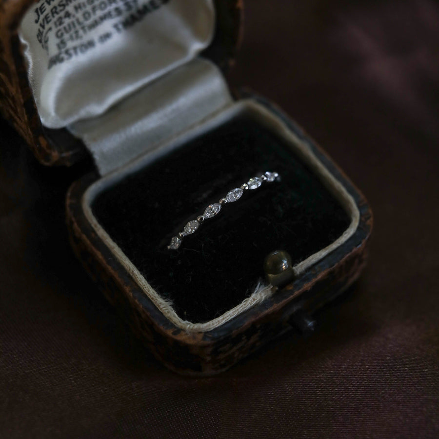 0.36 TCW Marquise Cut Bubble Prong Moissanite Wedding Band - Barbara Maison 