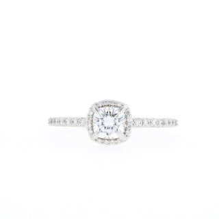 0.57-1.49 CT Cushion Halo Moissanite Engagement Ring - Barbara Maison 